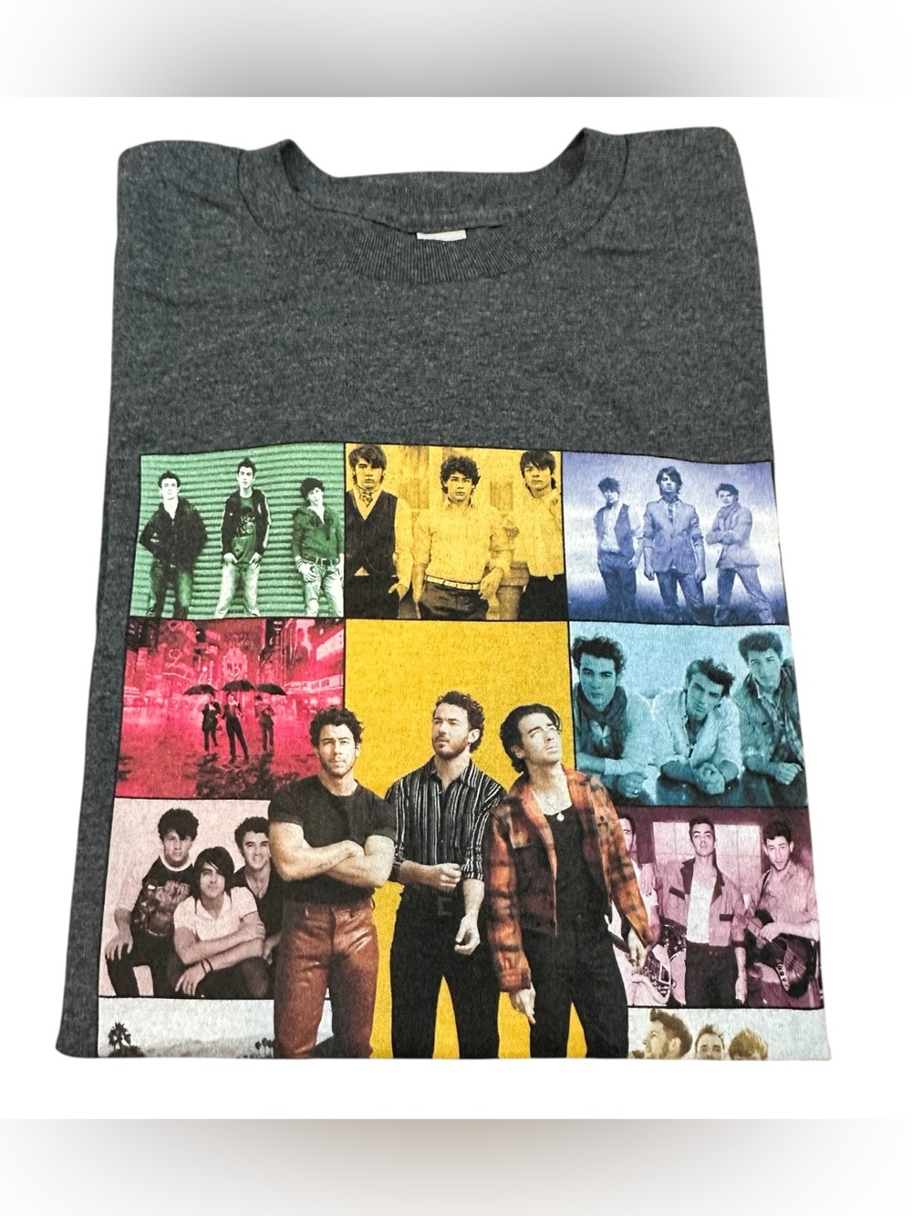 Jonas Brothers The Eras Tour Graphic Band T Shirt Gray Adult Medium